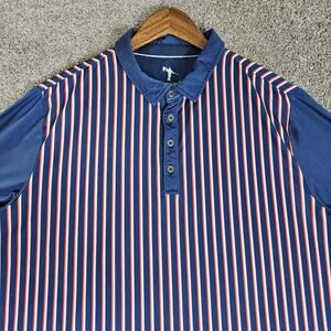 Anderson Ord Shirt Mens 2XL Blue Golf Polo Stripes Performance Stretch Preppy